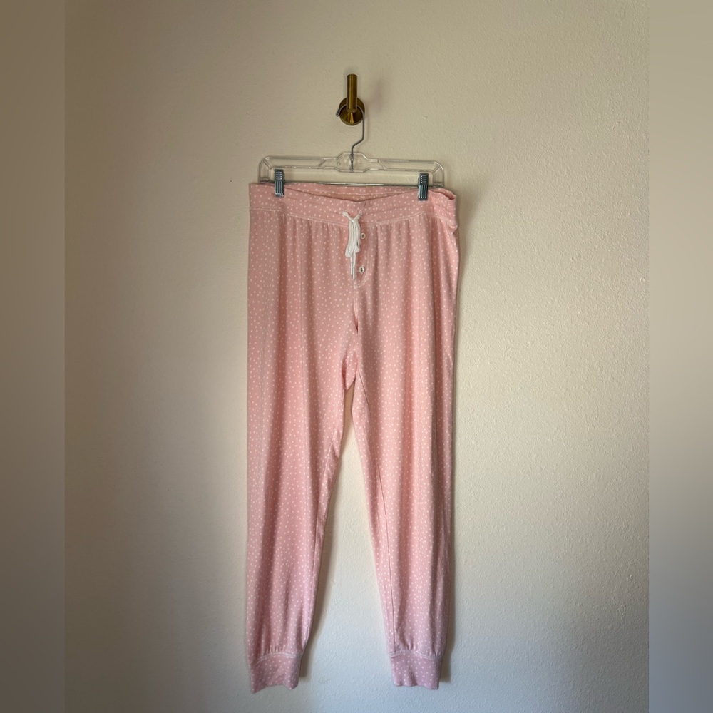 PJ Salvage Pink Polka Dot Pajama Joggers size L